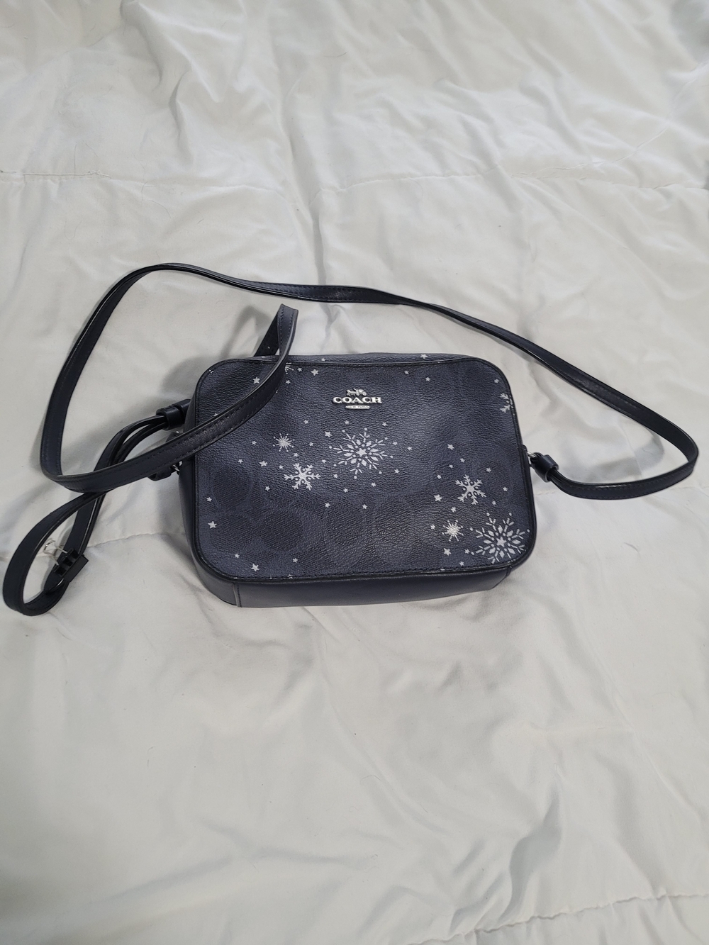 Coach Navy Snowflake Print Crossbody Bag